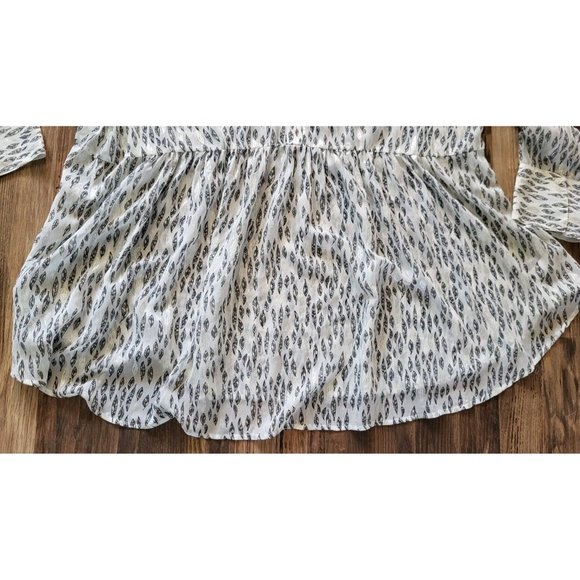 New Lane Bryant Button Up Sheer Peplum Top Leaf Pattern White Black Silver 22/24 - Picture 5 of 8